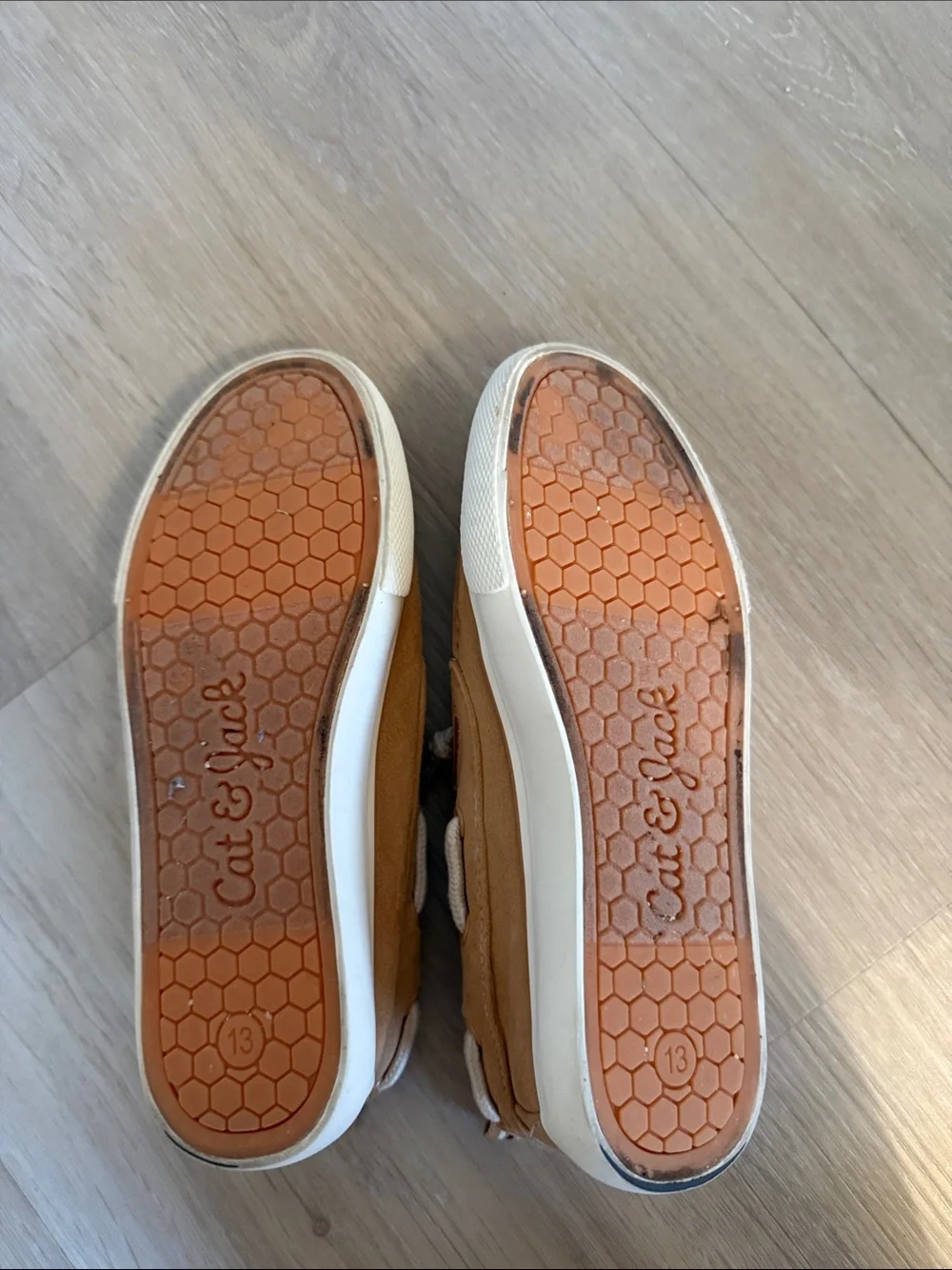 Cat & Jack Tan Suede-Style Kids Boat Shoes